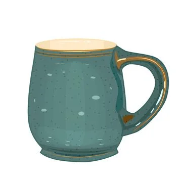 Pottery isolated on white background. Ceramic mug. Clay old cup. Stock Illustration