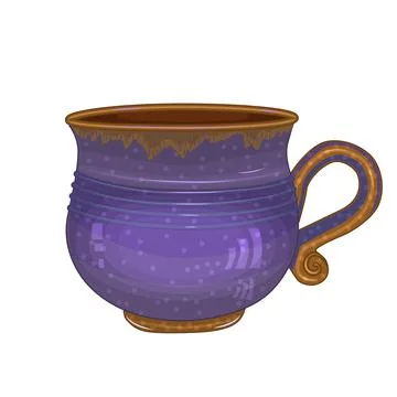 Pottery isolated on white background. Ceramic mug. Clay old cup. Stock Illustration