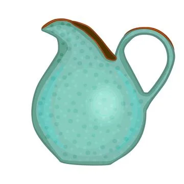 Pottery isolated on white background. Ceramic pitcher. Clay old jug. Stock Illustration