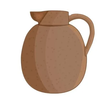 Pottery isolated on white background. Ceramic pitcher. Clay old jug. Stock Illustration