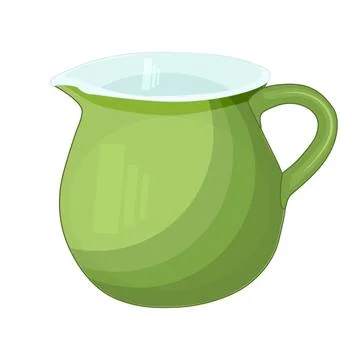 Pottery isolated on white background. Ceramic pitcher. Clay old jug. Stock Illustration