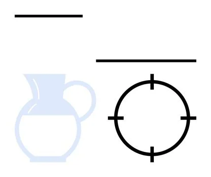 Pottery jug, two horizontal lines, and a target circle symbol. Ideal for art  Stock Illustration