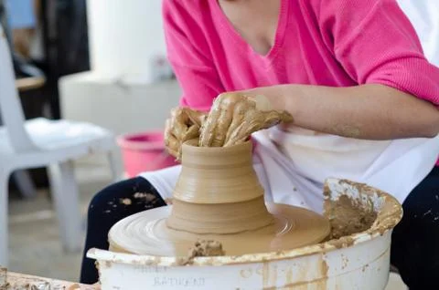 Pottery making in  studio. Stock Photos