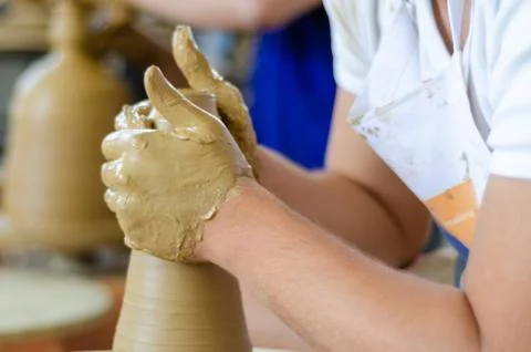 Pottery making in  studio. Stock Photos