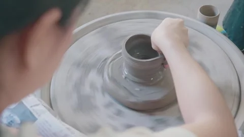 Pottery Making on a Wheel: Crafting a Ceramic Masterpiece Stock Footage 314569950