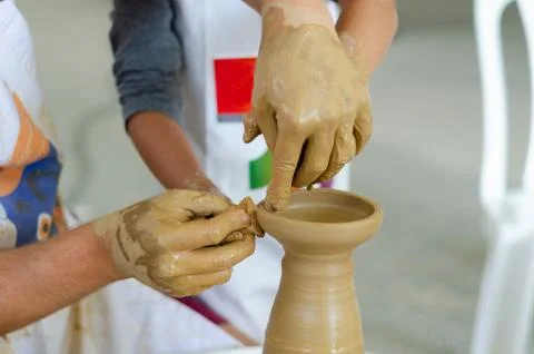 Pottery making in  workshop. Stock Photos