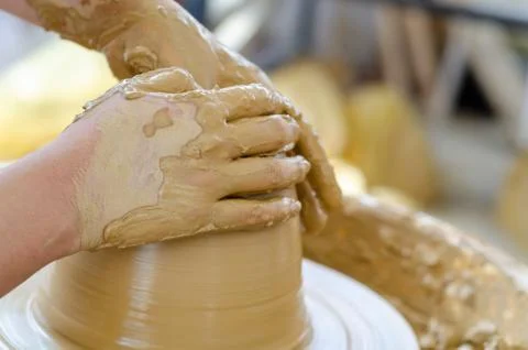 Pottery making in  workshop. Stock Photos