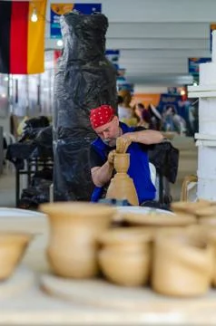 Pottery making in  workshop. Stock Photos