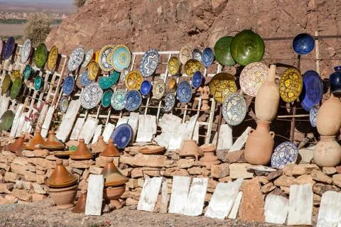 Pottery at the Moroccan Bazaar Stock Photos