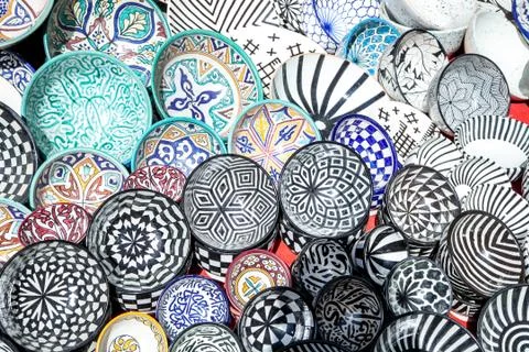 Pottery at the Moroccan Bazaar Stock Photos