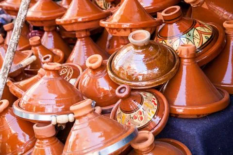 Pottery at the Moroccan Bazaar Stock Photos