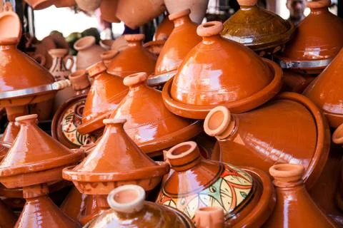 Pottery at the Moroccan Bazaar Stock Photos