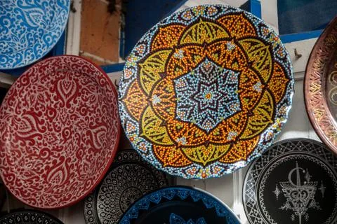 Pottery at the Moroccan Bazaar Stock Photos