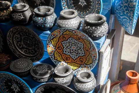 Pottery at the Moroccan Bazaar Foto stock