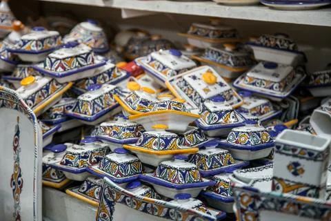 Pottery at the Moroccan Bazaar Foto stock