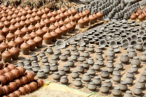 Pottery in Nepal, pottery Stock Photos