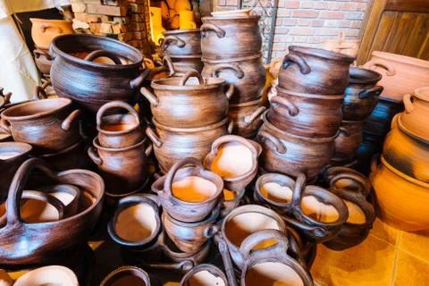 Pottery in a pottery workshop 스톡 사진