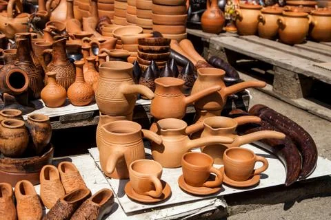 Pottery in the store Stock Photos