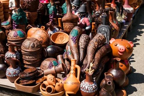 Pottery in the store Stock Photos
