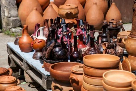 Pottery in the store Stock Photos