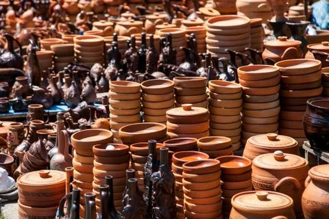 Pottery in the store Stock Photos