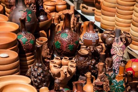 Pottery in the store Stock Photos