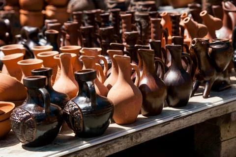 Pottery in the store Stock Photos