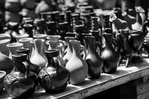 Pottery in the store Stock Photos