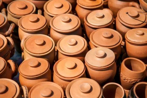 Pottery in the store Stock Photos