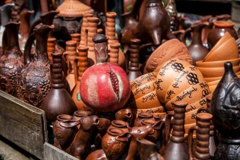 Pottery in the store Stock Photos