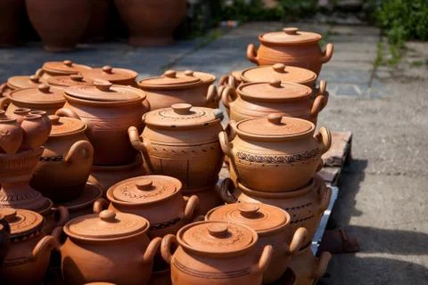 Pottery in the store Stock Photos