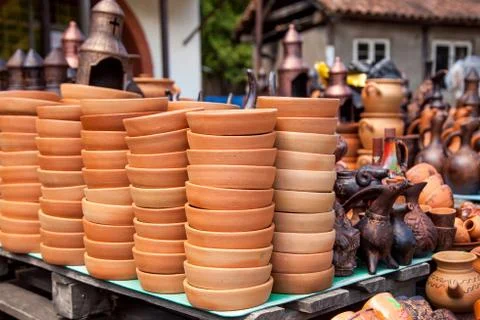 Pottery in the store Stock Photos