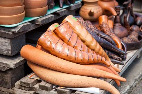 Pottery in the store Stock Photos