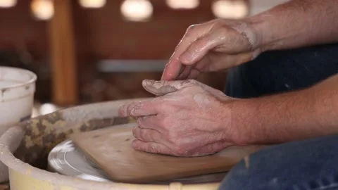 Pottery Wheel Begin Project View From Side 스톡 동영상 233456873