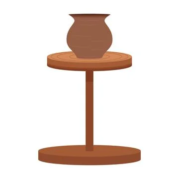 Pottery wheel for making ceramic tableware. Pottery workshop, pottery hobby Stock Illustration