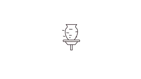 Pottery Wheel Shaping Clay Line Icon Animation Video stock 346743732