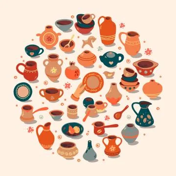 Pottery workshop, ceramics classes banner illustration. Vector line icon of clay Stock Illustration