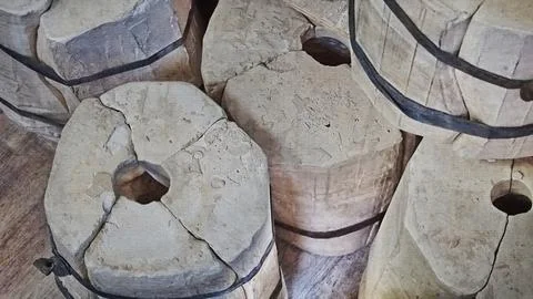 Pottery workshop. Clay forms for pottery. Plaster Molds for Pottery. Production Stock Photos