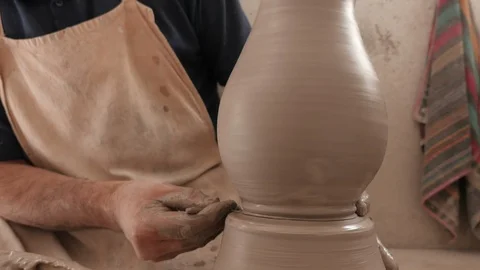 Pottery workshop. Different types of jug made of clay. La Rambla. Cordova Stock Footage 117431924