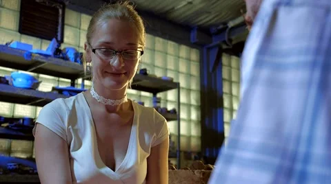 Pottery workshop, working process, female, medium shot Stock Footage 67882516