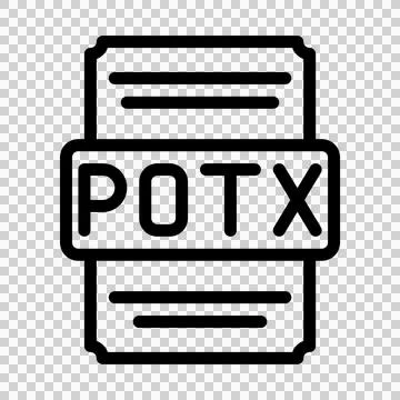 Potx icons file type. spreadsheet files document icon with outline design.  Illustrazione stock