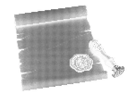 Pouch bag container icon with stippled halftone texture for retail and e-co.. Stock Illustration
