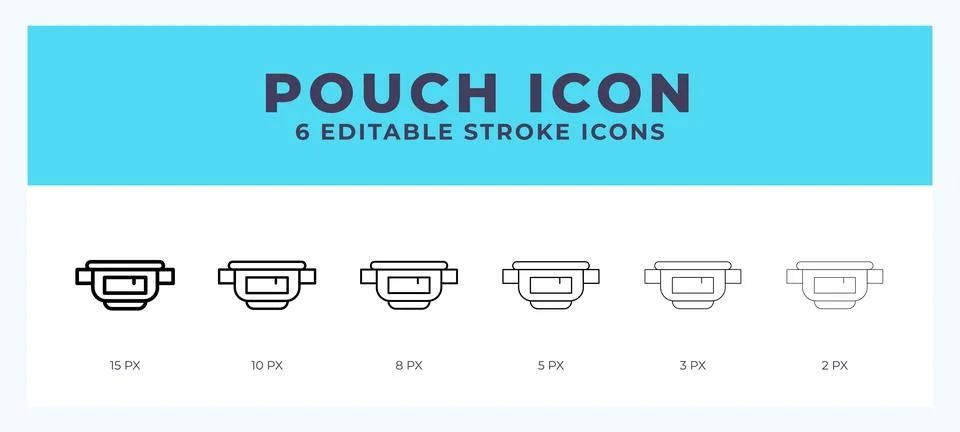 Pouch icon set with different stroke. Design elements for logo. Vector illu.. Illustrazione stock