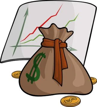 Pouch with money and graph Stock Illustration