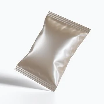 Pouch packaging realistic render with a metalic texture, matte or glossy tex Illustrazione stock