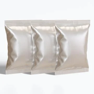 Pouch packaging realistic render with a metalic texture, matte or glossy tex Stock Illustration