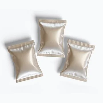 Pouch packaging realistic render with a metalic texture, matte or glossy tex Stock Illustration