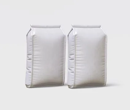 Pouch packaging white color and craft paper or cartoon realistic Иллюстрация