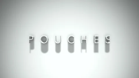 Pouches 3D title animation with shadows on a white background Stock Footage 297671108
