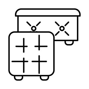 Pouf for storage icon. Home decor element thin line illustration. Stock Illustration